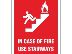 IN CASE OF FIRE USE STAIRS SIGN
